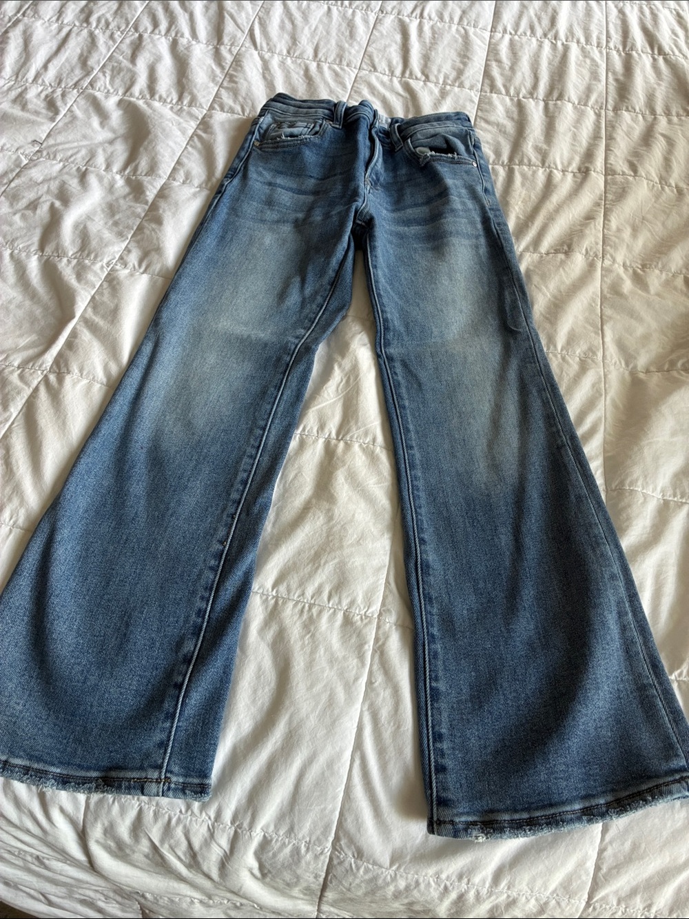 Risen Mid-Rise Blue Flare Jeans